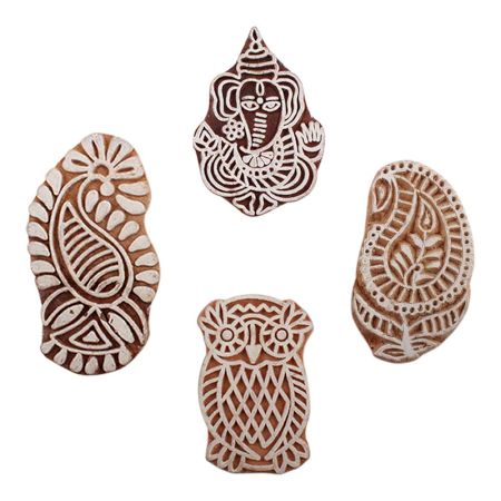 Set of 4 Piece New Mix Wooden Printing Block